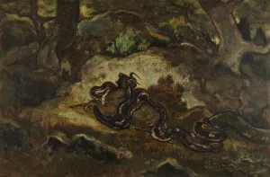 French Heritage Art Pieces Impressions: Python Crushing a Gnu, c1850s-1860s. Creator: Antoine-Louis Barye