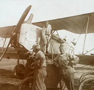 Early 20th Century Flight Impressions: Refuelling biplane, c1914-c1918