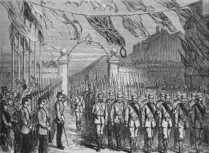 British Military Art Impressions: The Return of the Troops from Ashantee, c1880