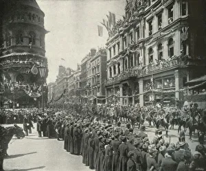 Victorian Era Military Impressions: The Royal Procession: Passing the Eastern End of Cheapside, London, 1897. Artist