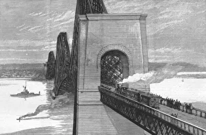 British Civil Engineering Projects Impressions: Running the first train over the new Forth Bridge, 1890. Creator: Unknown