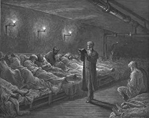 Christian Scripture Reading Impressions: Scripture Reader in a Night Refuge, 1872. Creator: Gustave Doré