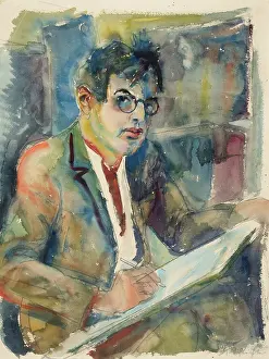 Private Collection Watercolour Paintings Impressions: Self-portrait, c1925. Creator: Schlichter, Rudolf (1890-1955)