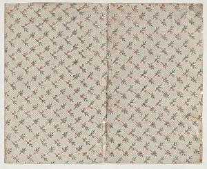 Nineteenth Century Botanical Drawings Impressions: Sheet with dot grid pattern with bouquets, 19th century. Creator: Anon