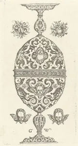 Decorative Floral Design Impressions: Two small goblets superimposed in reverse, published 1579. Creator: Georg Wechter I