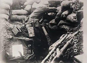 Trench Life During WWI Impressions: Soldier in trenches, c1914-c1918