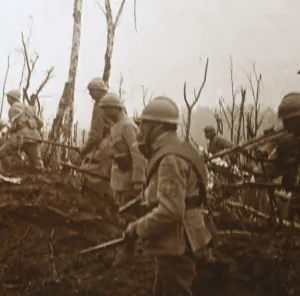 French Soldiers In WWI Impressions: Soldiers advancing, c1914-c1918