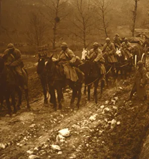 First World War Animals Impressions: Soldiers on the move, c1914-c1918