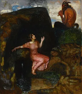 Private Art Collection Impressions: At the Source (Eavesdropping Nymph). Creator: Stuck, Franz, Ritter von (1863-1928)
