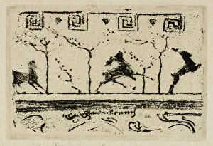 French Graphic Art Impressions: Stags, A Study for the Decoration of a Frame (Third Version), 1890-98