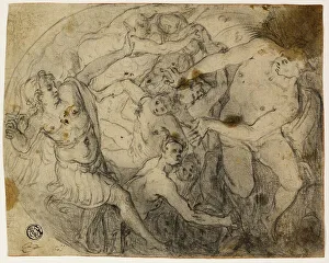 Italian Renaissance Sketches Impressions: Study for Saint Michael Casting Out Lucifer, 1581/83. Creator: Francesco Vanni