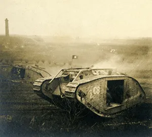 WWI Transportation History Impressions: Tank on the move, c1914-c1918