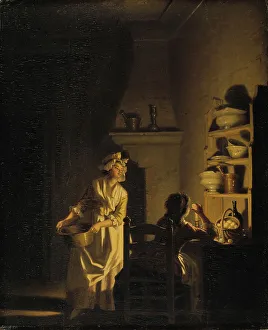 Kitchen Scenes From The Past Impressions: Testing Eggs. Interior of a Kitchen