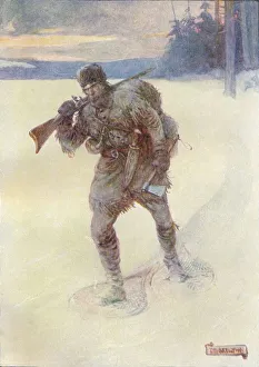 Colonial Era Illustration Impressions: Alone Across The Trackless Snow, c1908, (c1920). Artist: Joseph Ratcliffe Skelton