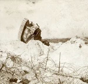 First World War Tanks Impressions: Underside of damaged tank, c1914-c1918