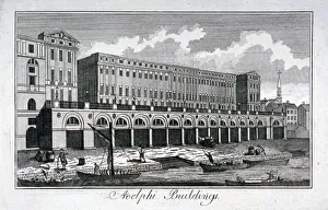 Robert Adam Designs Impressions: View of the Adelphi riverside development, Westminster, London, c1800