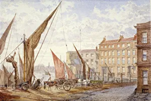 British Shipping Industry History Impressions: View of Maidstone Wharf, Queenhithe, City of London, 1865. Artist: Alfred Slocombe