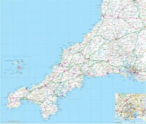 Carte Routière du Comté de Cornwall
