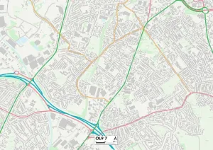 Oldham OL9 7 Carte.