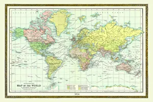 Carte Ancienne du Monde 1914.