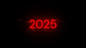 Images datées du 1er mars 2024: La mise en scène 3D de 2025 avec des effets d'écran de défaillances technologiques.