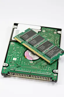 Impression encadrée : Disque dur et module de RAM.