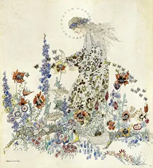 Roi Jessie Marion - Beauté dans le jardin de la Bête - École britannique - XIXe siècle.