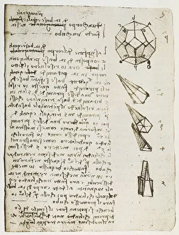 Renaissance Artist Leonardo Da Vinci Impressions: Study on the construction of solid geometric figures