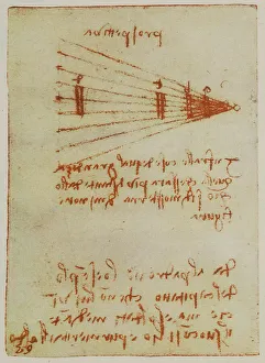 European Renaissance Period Artwork Impressions: Study on perspective, writings from the Codex Forster II