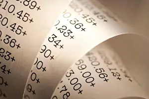 Financial Concept Image Impressions: Adding machine tape closeup