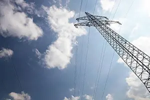 High Voltage Transmission Lines Impressions: Electrical tower in spring time