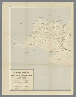 Impressions de Carte de la Java occidentale et centrale, partie gauche, anonyme, 1890 - 1891 impression Au coin supérieur gauche numéroté : I. cartes papier de pays ou régions séparés Java Carte Impressions: Carte de la Java occidentale et centrale, partie gauche.