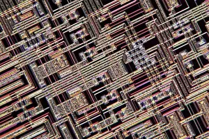 Printed Circuit Board Image Impressions: Microchip, light micrograph