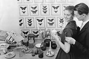 Young Adults In Love Impressions: In the 1950s. A young with the typical 1950s designed objects