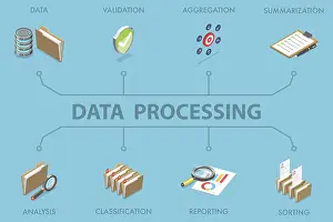 Food Photography Illustrations Impressions: 3D Isometric Flat Illustration of Data Processing
