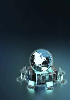 Digital Communication Systems Impressions: 3D rendering Conceptual image of internet Computer network