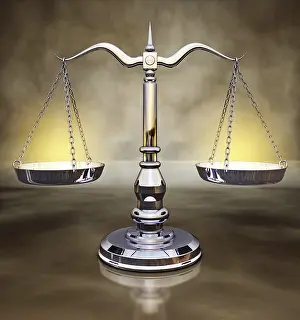 Symbolic Justice Impressions: 3d rendering of a scale