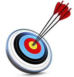 Symbolic Archery Image Impressions: 3d rendering of target and arrows