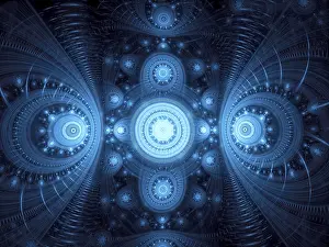 Abstract Fractal Art Impressions: Abstract blue pattern computer-generated image