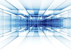 Abstract Technology Background Impressions: Abstract perspective technology background - computer-generated image