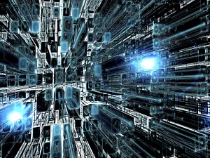Fractal Art Design Impressions: Abstract technology background - computer-generated 3d illustration
