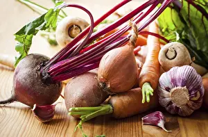 Orange Colored Vegetables Impressions: Assorted types of root vegetables