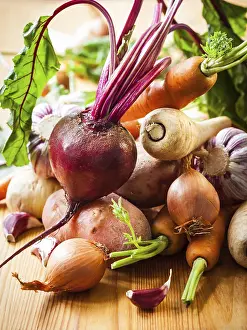 Orange Colored Vegetables Impressions: Assorted types of root vegetables