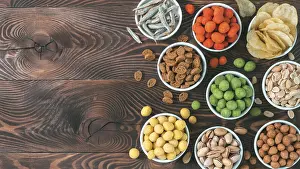 High Calorie Foods Impressions: Assortment of different snack for beer