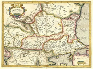 Black And White Cartography Impressions: Atlas, map from 1623, Wallachia