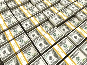 Clackmannanshire Impressions: Bundles de dollars américains alignés