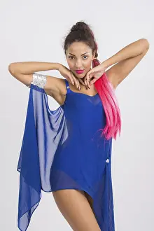 Beautiful Belly Dance Impressions: Beautiful mulatto dancer performs a dance elements