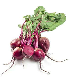 Fresh Beets Impressions: Beet, beetroot bunch on white background
