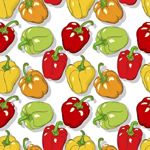 Vegetable Nutrition Symbol Impressions: Bell peppers repeating pattern