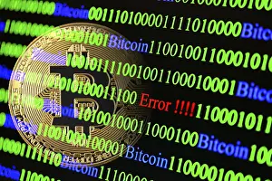 Data Transmission Network Impressions: Bitcoin, binary code with lettering Error